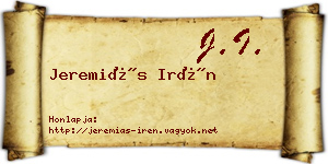 Jeremiás Irén névjegykártya