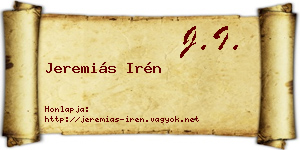 Jeremiás Irén névjegykártya